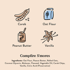 Bocce's Bakery Campfire S'mores cookie closeup showing carob and vanilla flavor notes