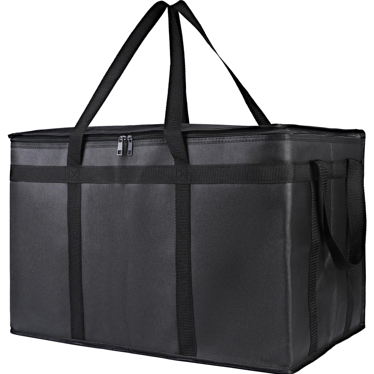 Bodaon front view of black bag showing professional delivery-ready look and large capacity