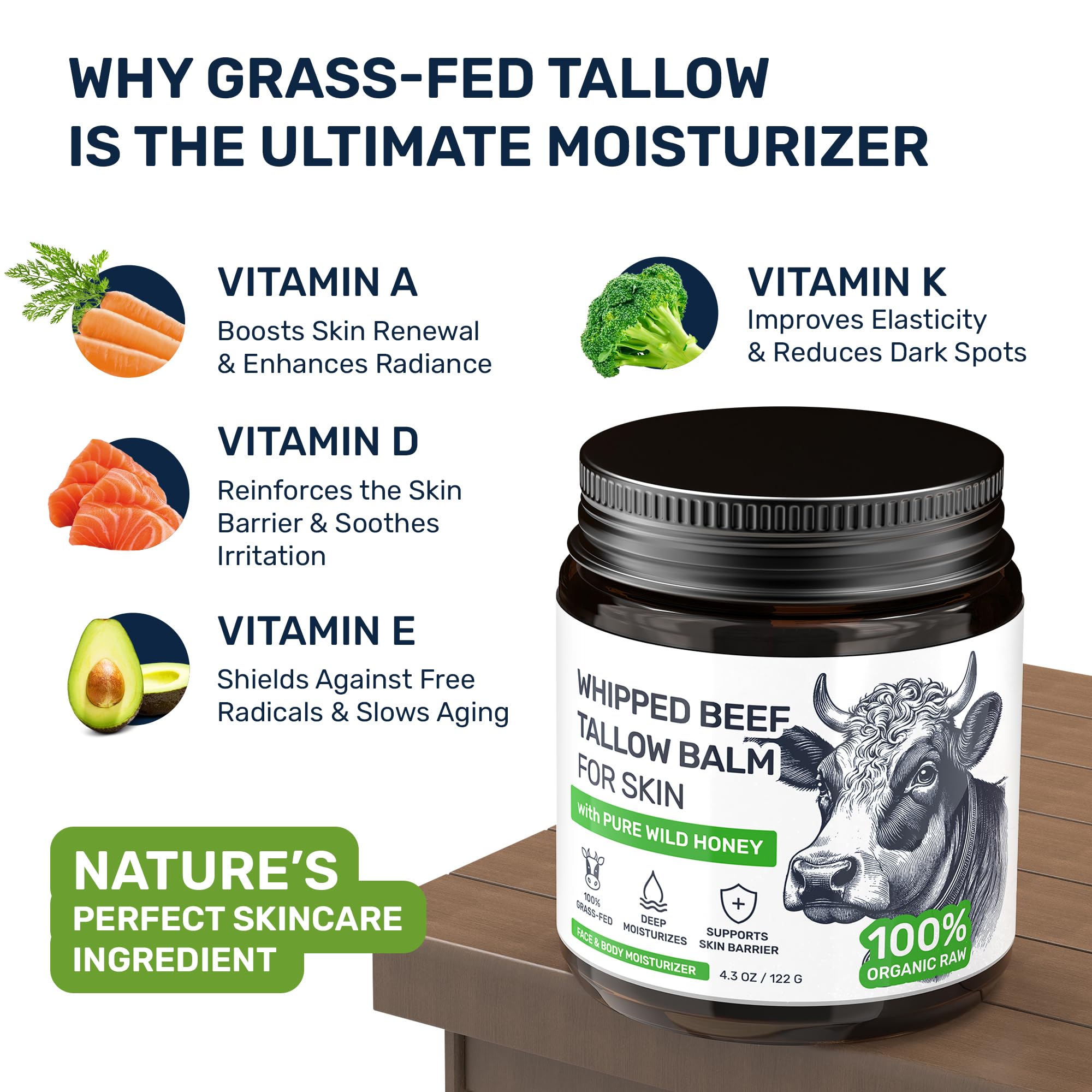 Body Art label detail showing grass-fed tallow and three-ingredient claim