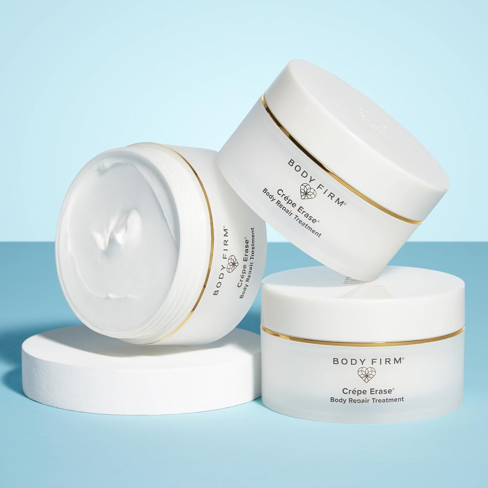 BODY FIRM applied to décolleté highlighting firming benefit and non-greasy finish