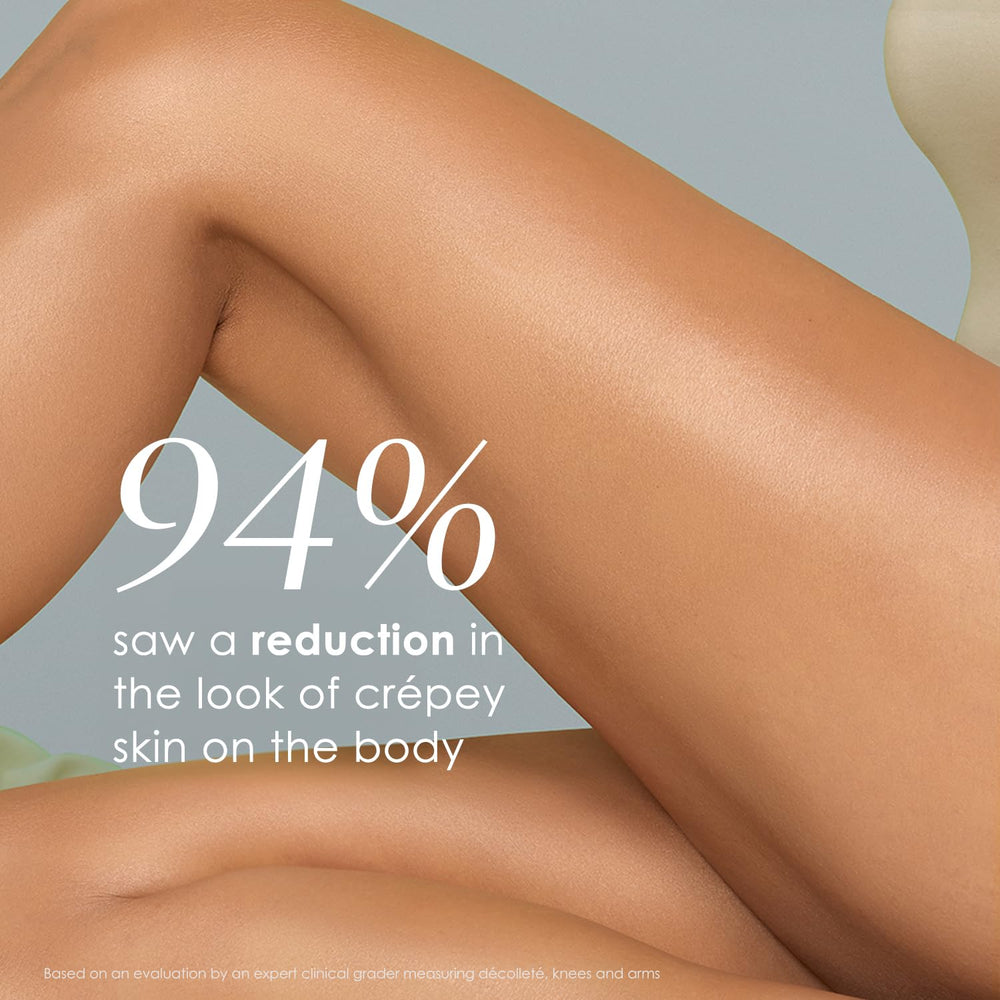 BODY FIRM jar on bathroom counter lifestyle image showing daily routine and visible skin care benefit