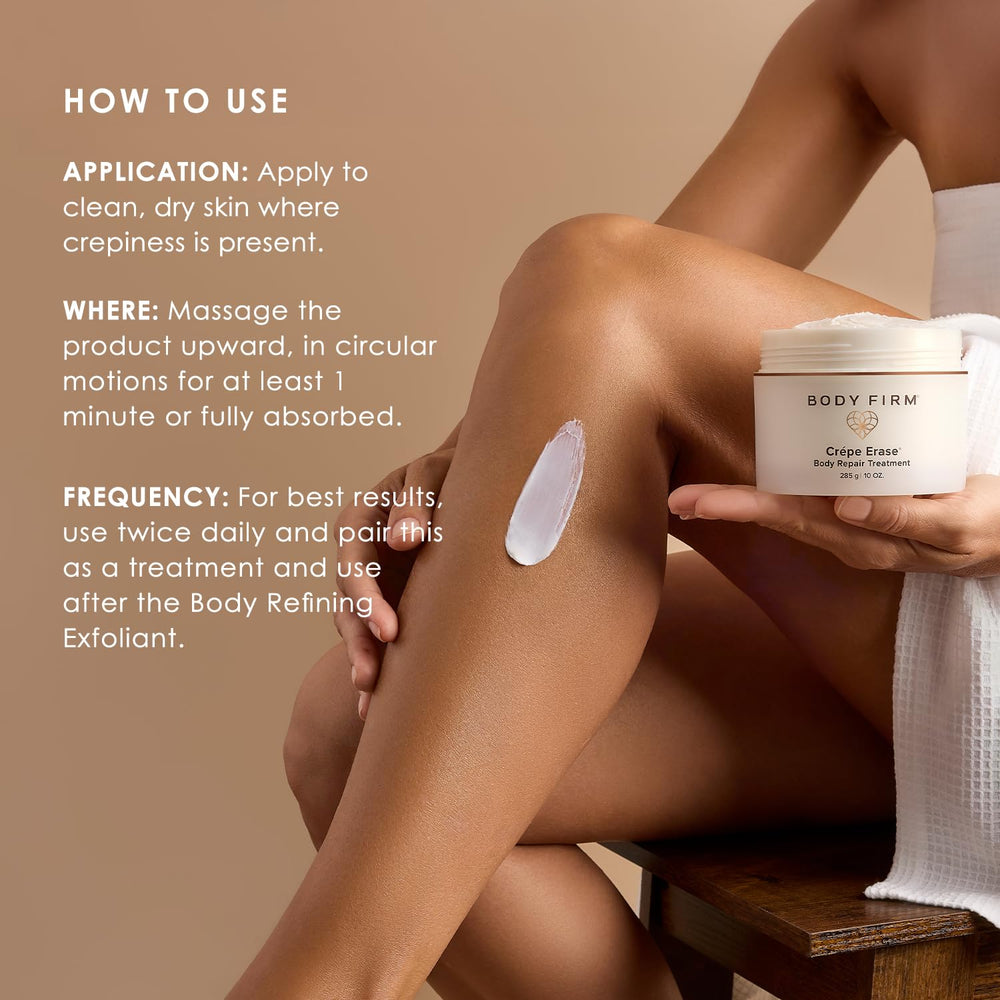 BODY FIRM jar in hand for scale to show 10 oz size and full-body coverage convenience