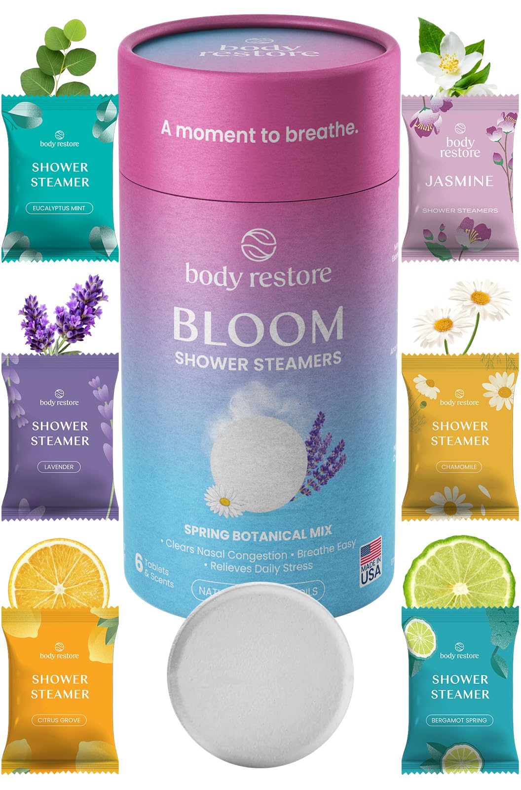 Body Restore tube front view showing Bloom packaging and gift appeal