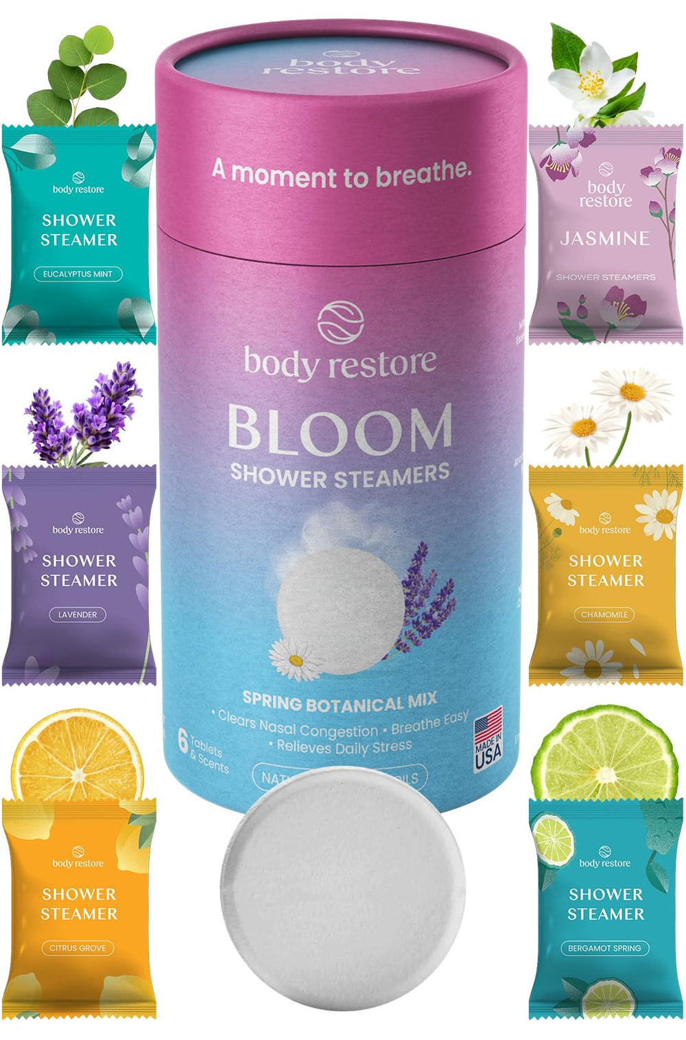 Body Restore tube front view showing Bloom packaging and gift appeal