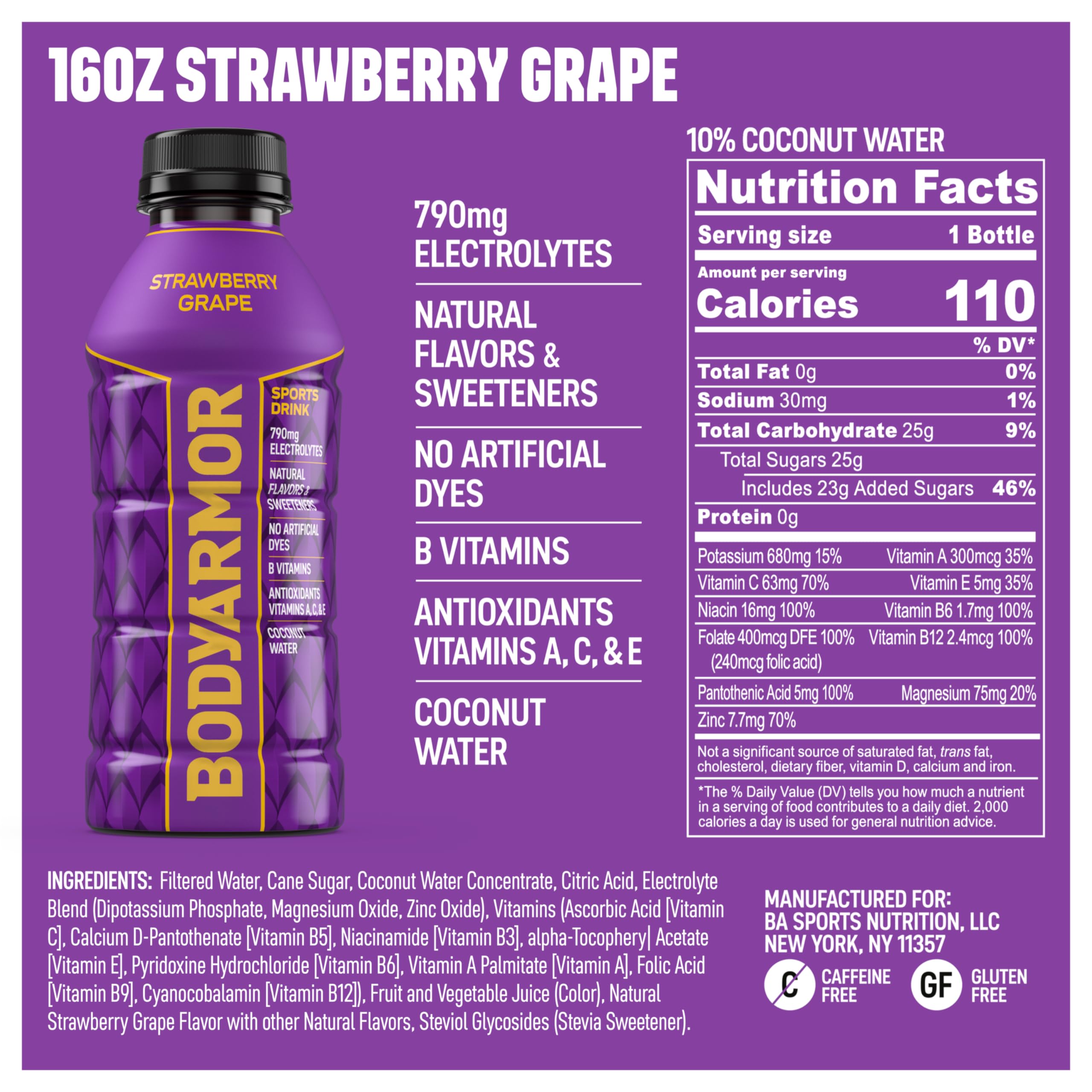 BODYARMOR bottle close-up highlighting cap and easy reseal for on-the-go hydration