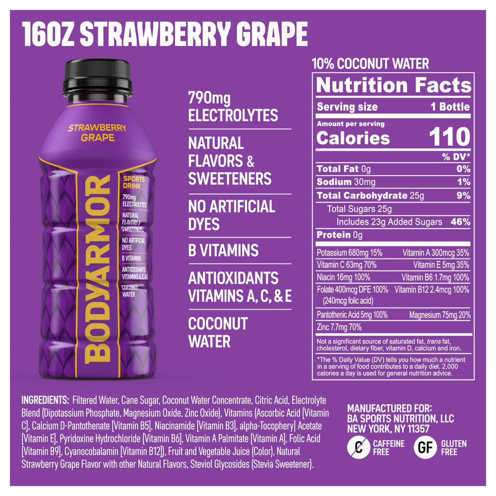 BODYARMOR bottle close-up highlighting cap and easy reseal for on-the-go hydration