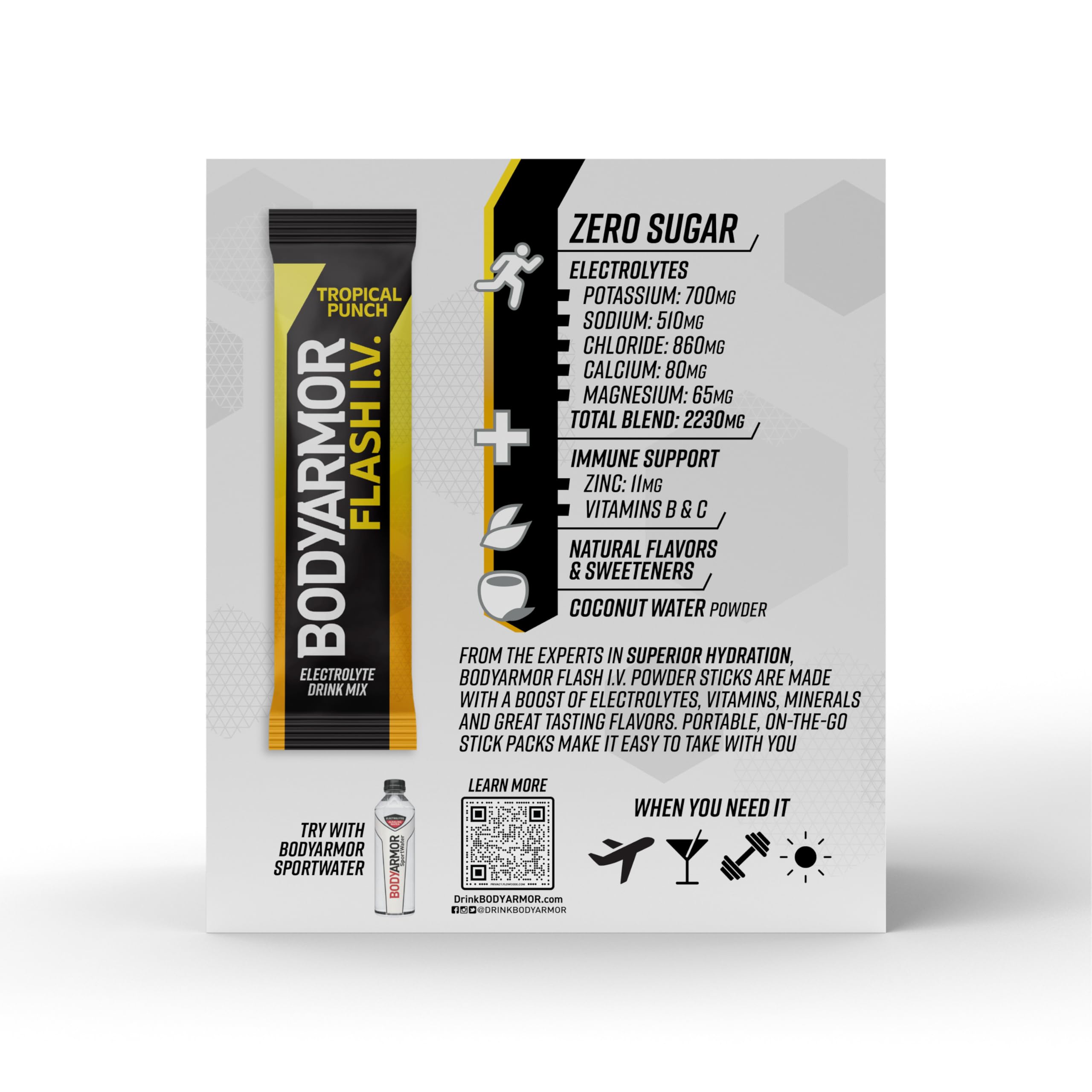 BODYARMOR sticks inside gym bag showing on-the-go hydration readiness