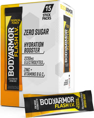 BODYARMOR front packaging showing tropical punch sticks and product count