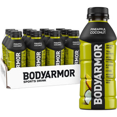 BODYARMOR front bottle showing pineapple coconut flavor and refreshing look