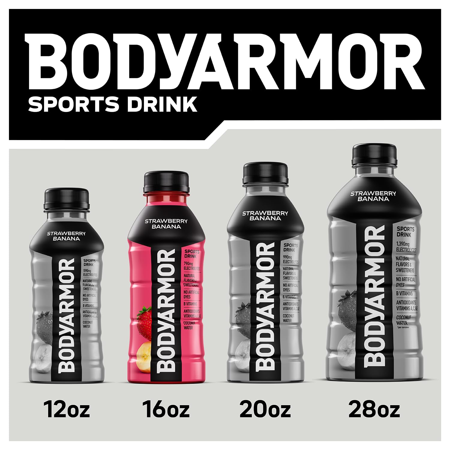 BODYARMOR bottle in hand showing 16 oz size and portable portion-control benefit