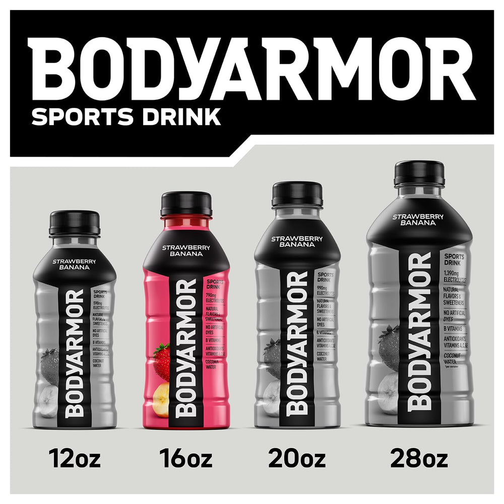 BODYARMOR bottle in hand showing 16 oz size and portable portion-control benefit