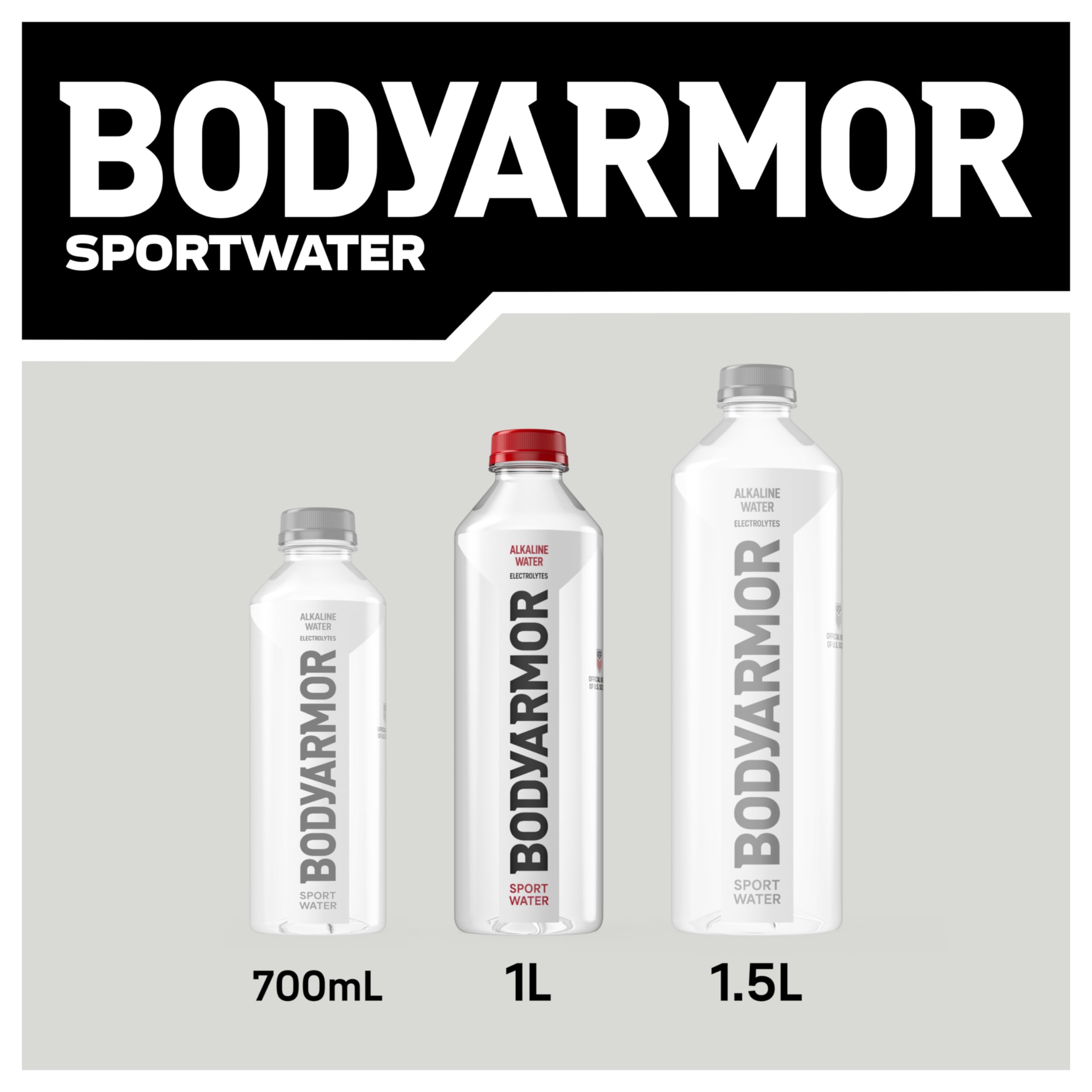 BODYARMOR SportWater label highlighting electrolytes and performance support