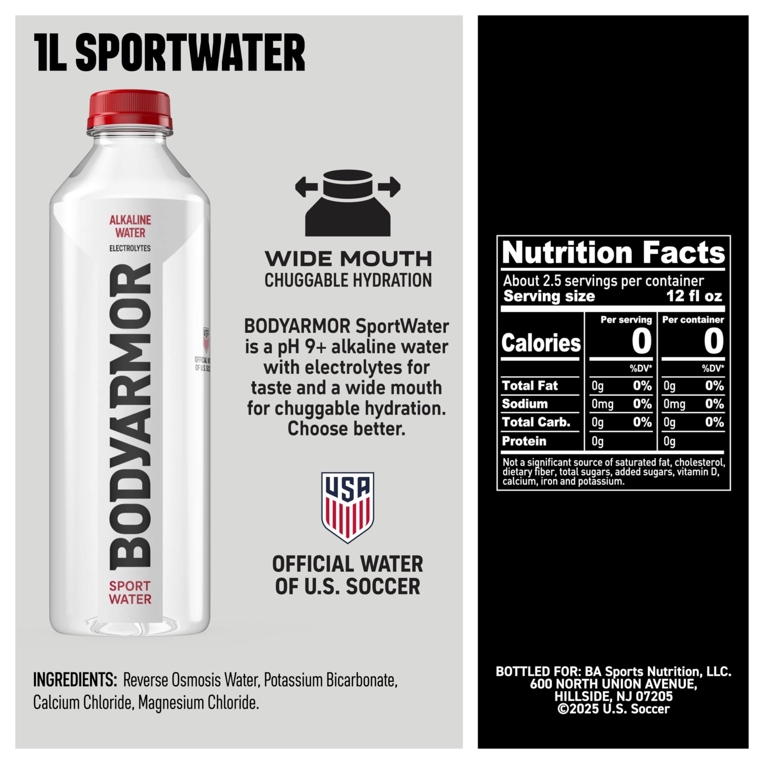 BODYARMOR SportWater wide-mouth close-up to show faster drinking advantage