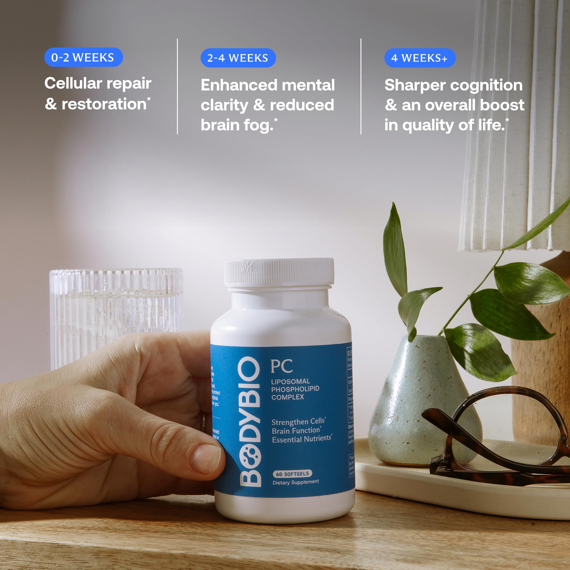 BodyBio PC mixed in water, illustrating quick blending and simple use