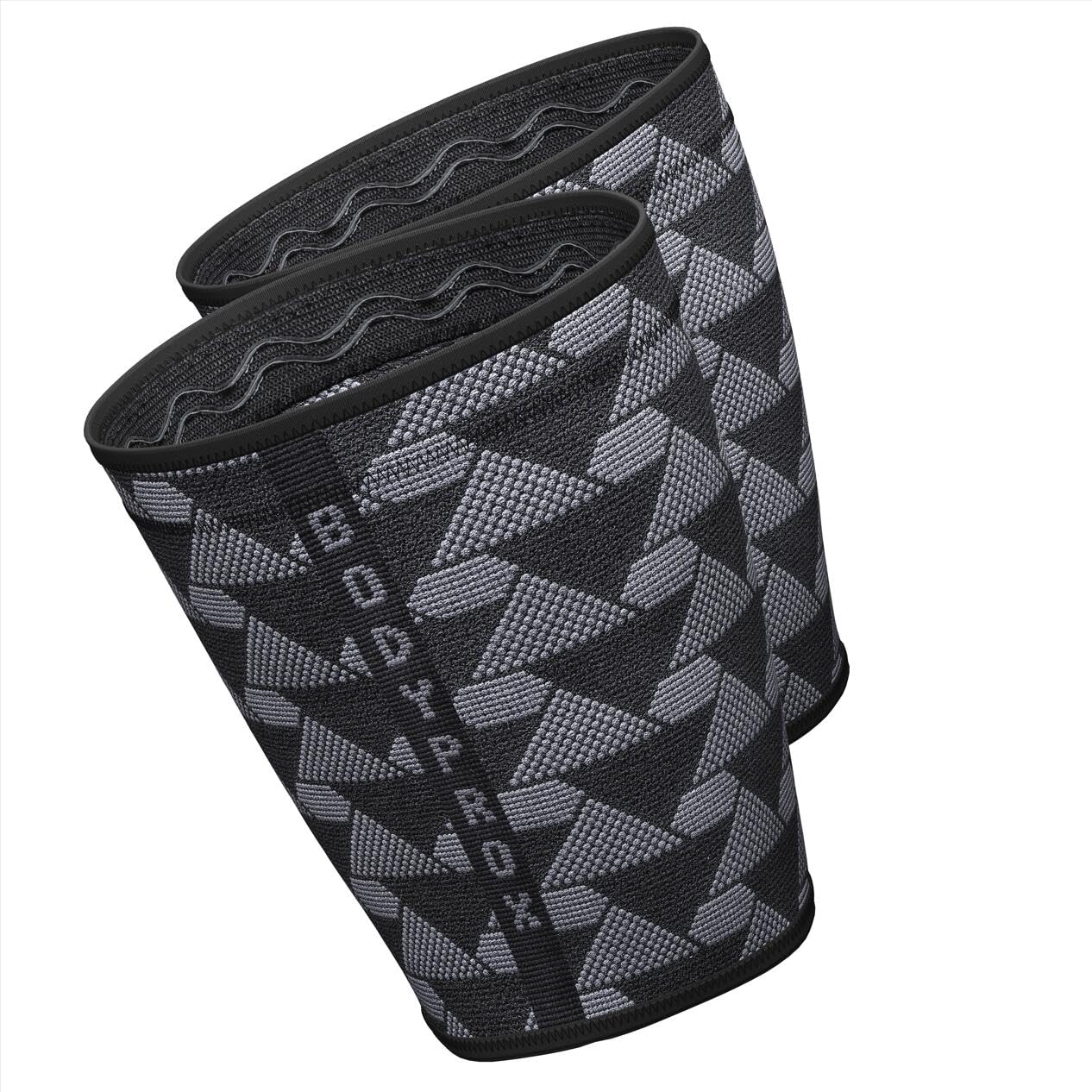 Bodyprox thigh sleeve front view showing fit and coverage for targeted support