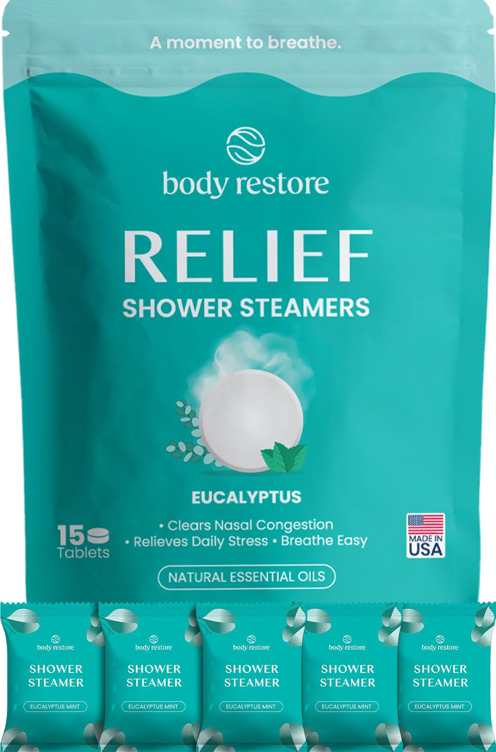 Body Restore front packaging showing 15-pack and scent for easy gifting