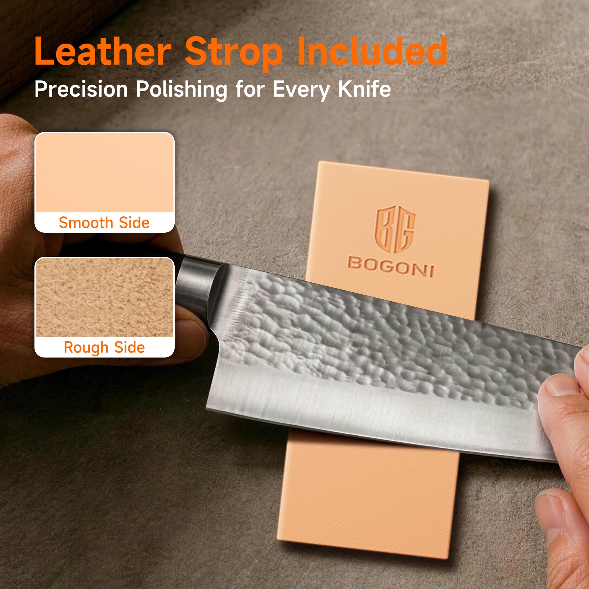 BOGONI next to a kitchen knife for scale showing compact, space-saving design