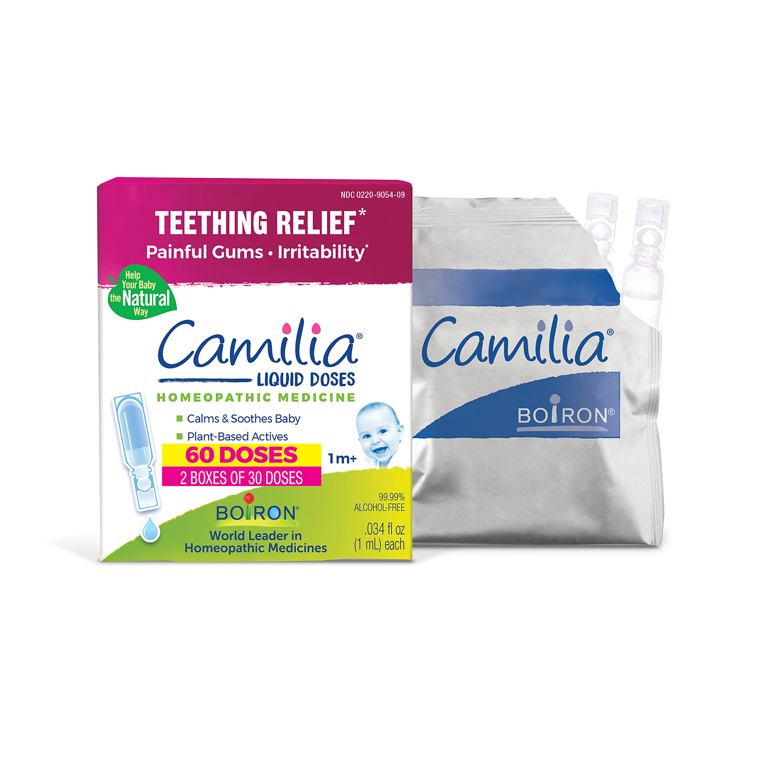 Boiron Camilia front packaging showing product and calm branding benefit