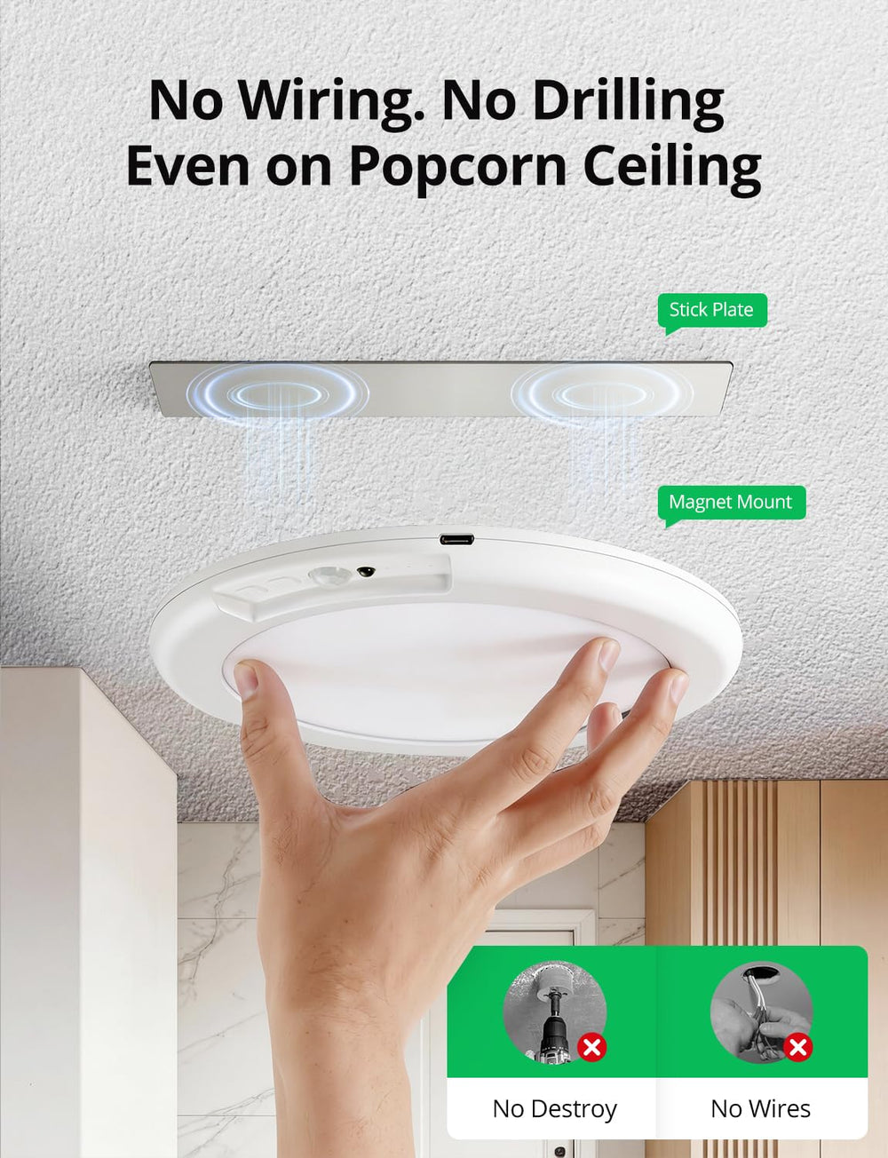 bojim magnetic mount and adhesive plate for tool-free, renter-friendly installation
