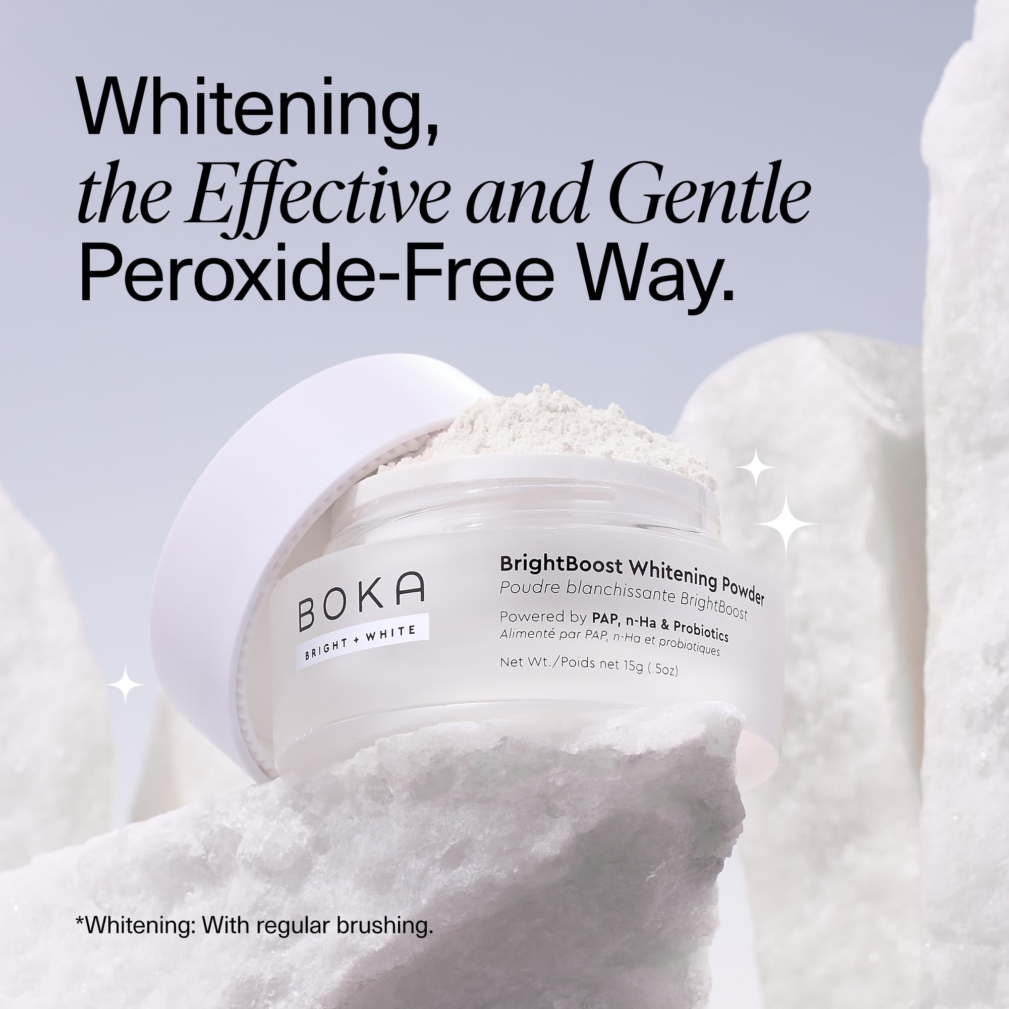 Boka being used with toothbrush demonstrating gentle effective clean