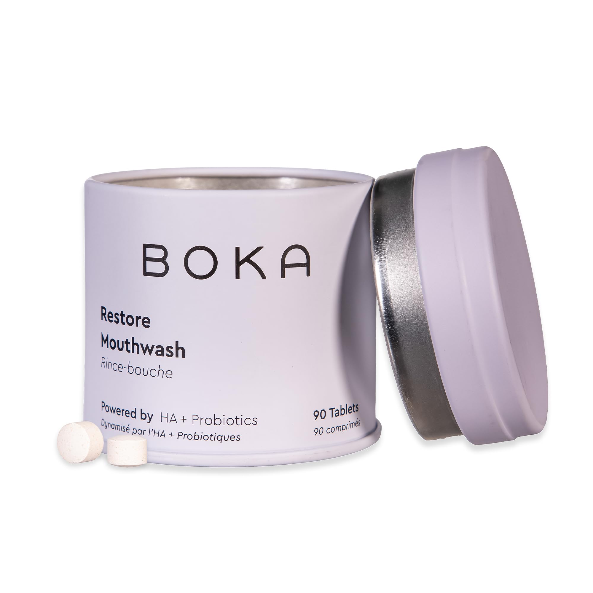 Boka mint tin front showing compact travel-friendly container and convenience