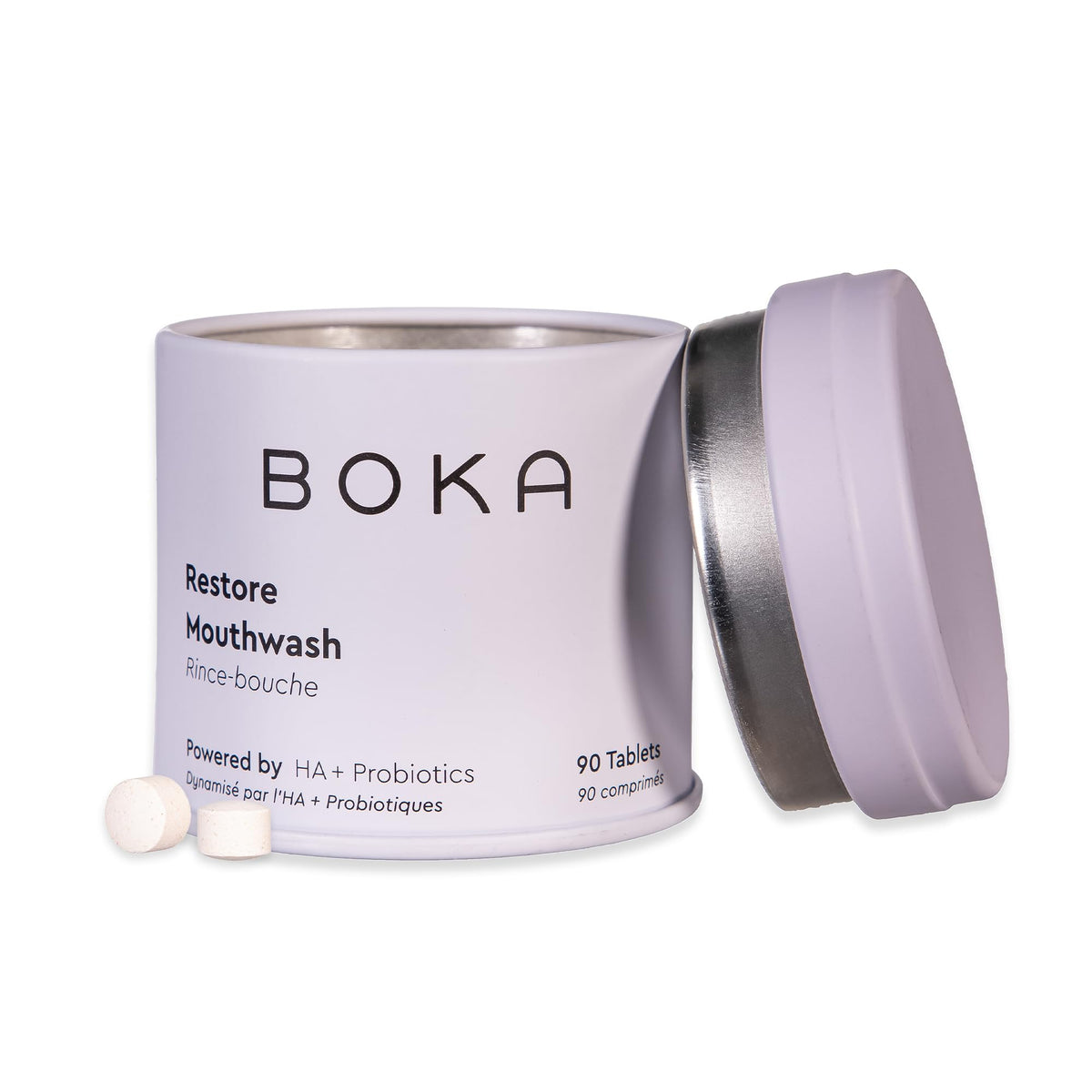 Boka mint tin front showing compact travel-friendly container and convenience