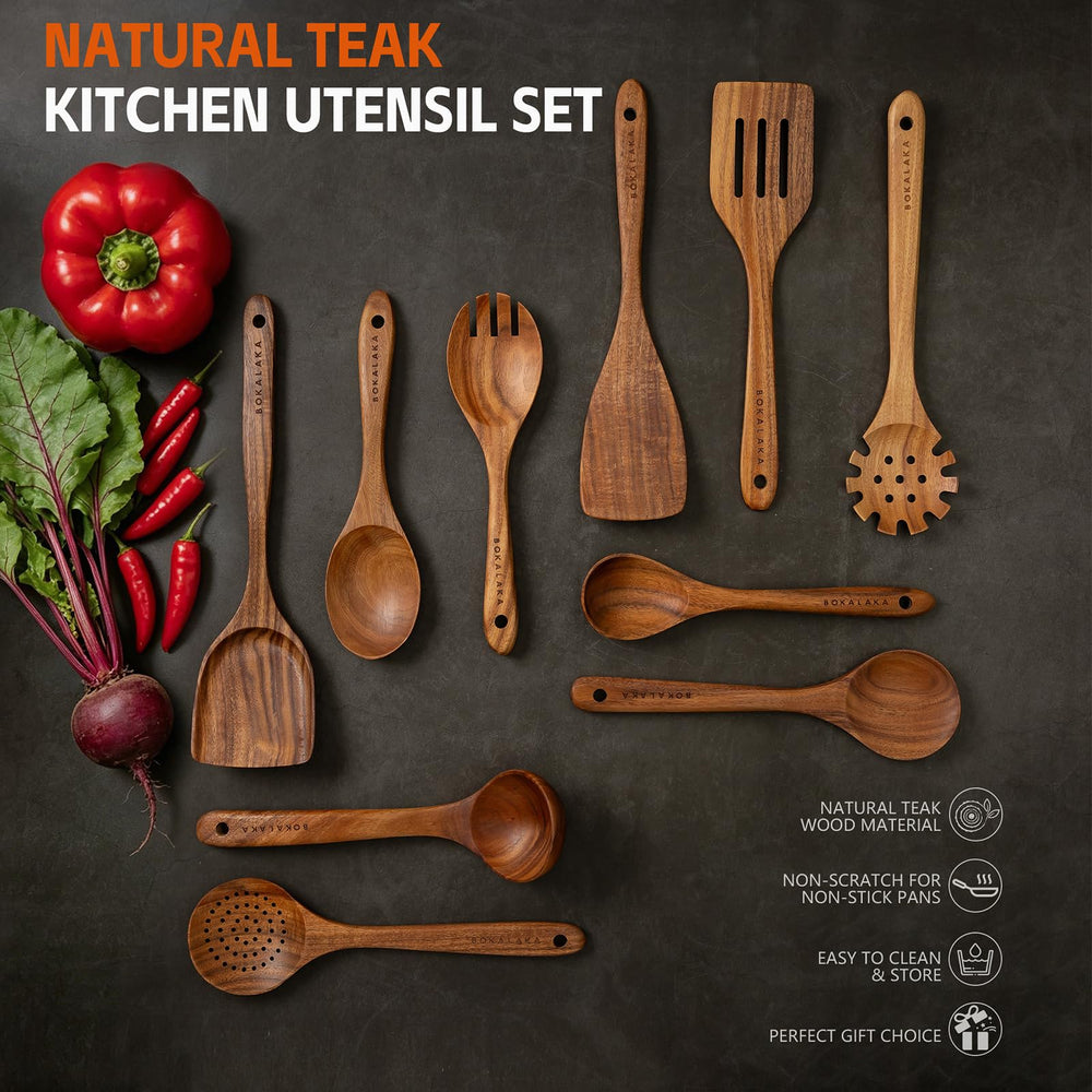 BOKALAKA utensil set styled on kitchen counter conveying everyday practical elegance