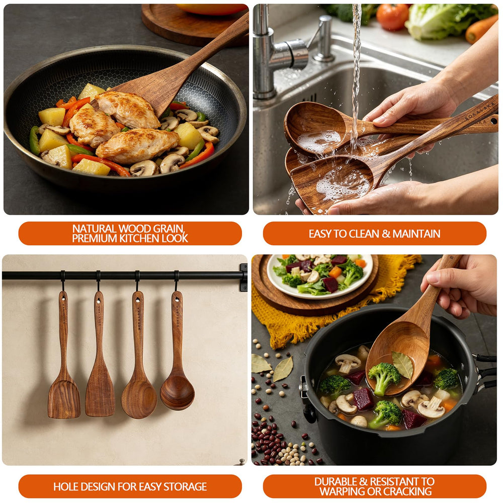 BOKALAKA wok spatula in a hot pan protecting non-stick surface and stirring food safely