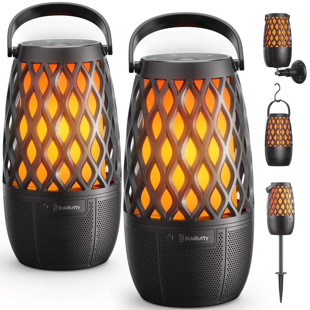 BolaButty front view showing speaker grill and light, enhances outdoor ambiance