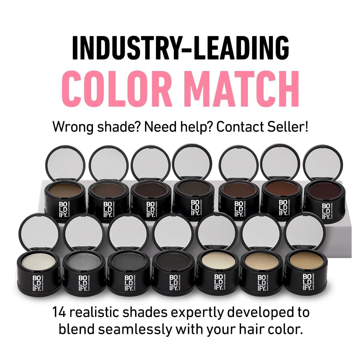 Boldify application brush with powder auburn demonstrating precise root coverage benefit