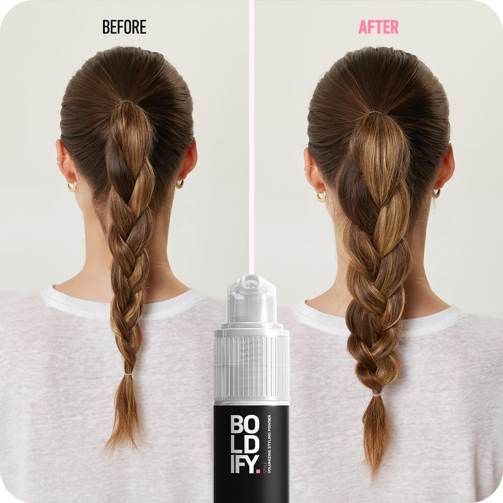 Boldify before and after fine hair shows fuller natural volume