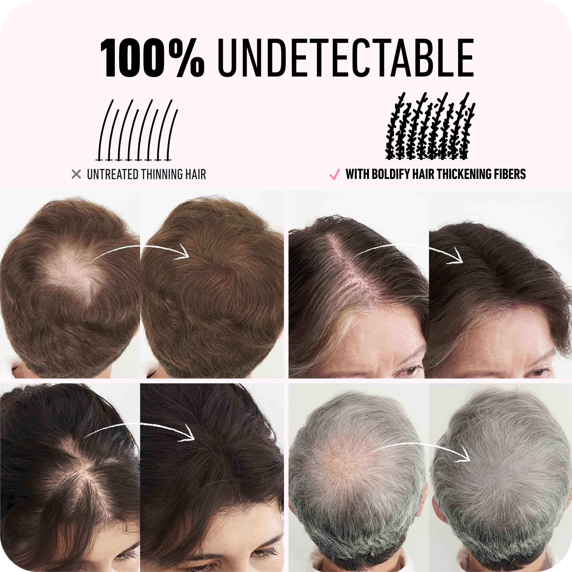 Boldify before and after side by side showing visible fuller look and natural blending