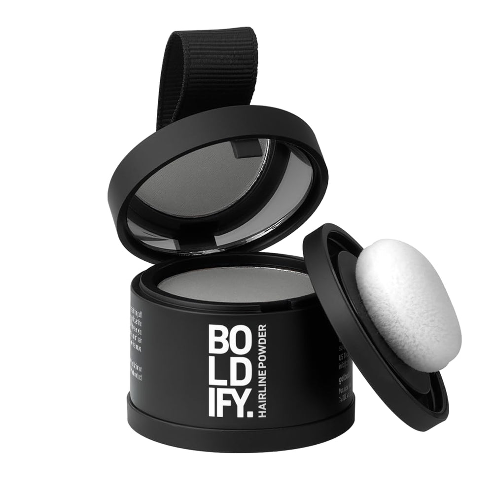 Boldify compact open showing pressed powder for precise root coverage and quick touch-ups