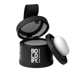 Boldify compact open showing pressed powder for precise root coverage and quick touch-ups