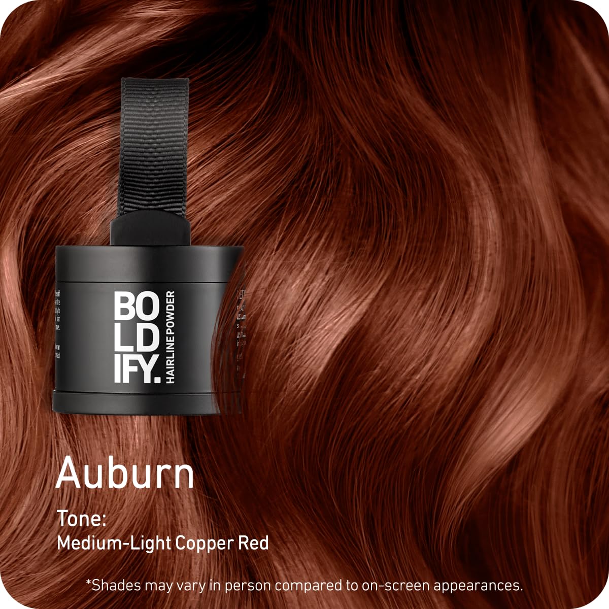 Boldify powder texture close-up auburn highlights fine pressed particles for natural blending