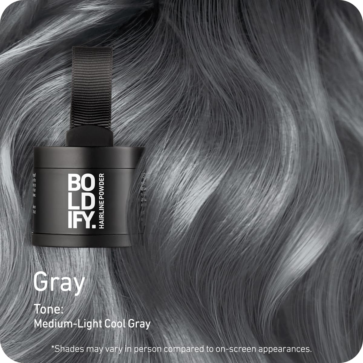 Close-up of Boldify powder texture highlighting blendable finish and natural look