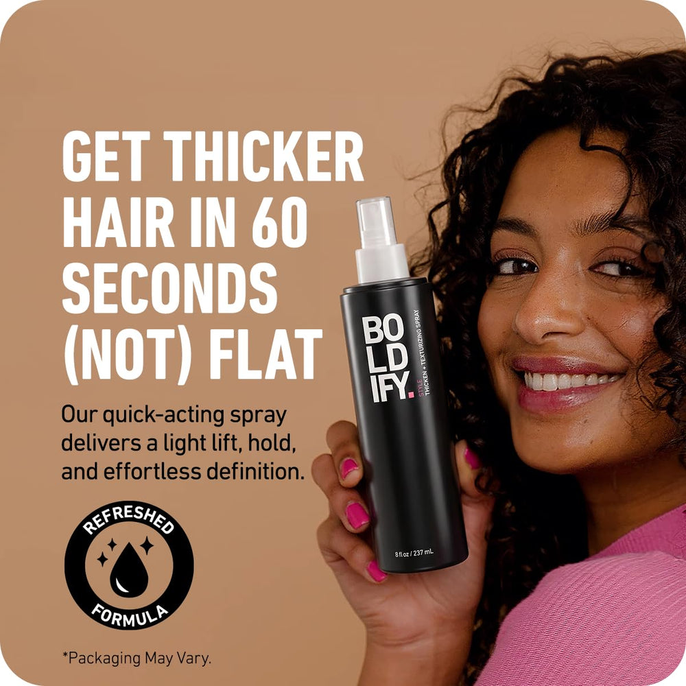 Boldify spray action close-up capturing fine mist for even coverage