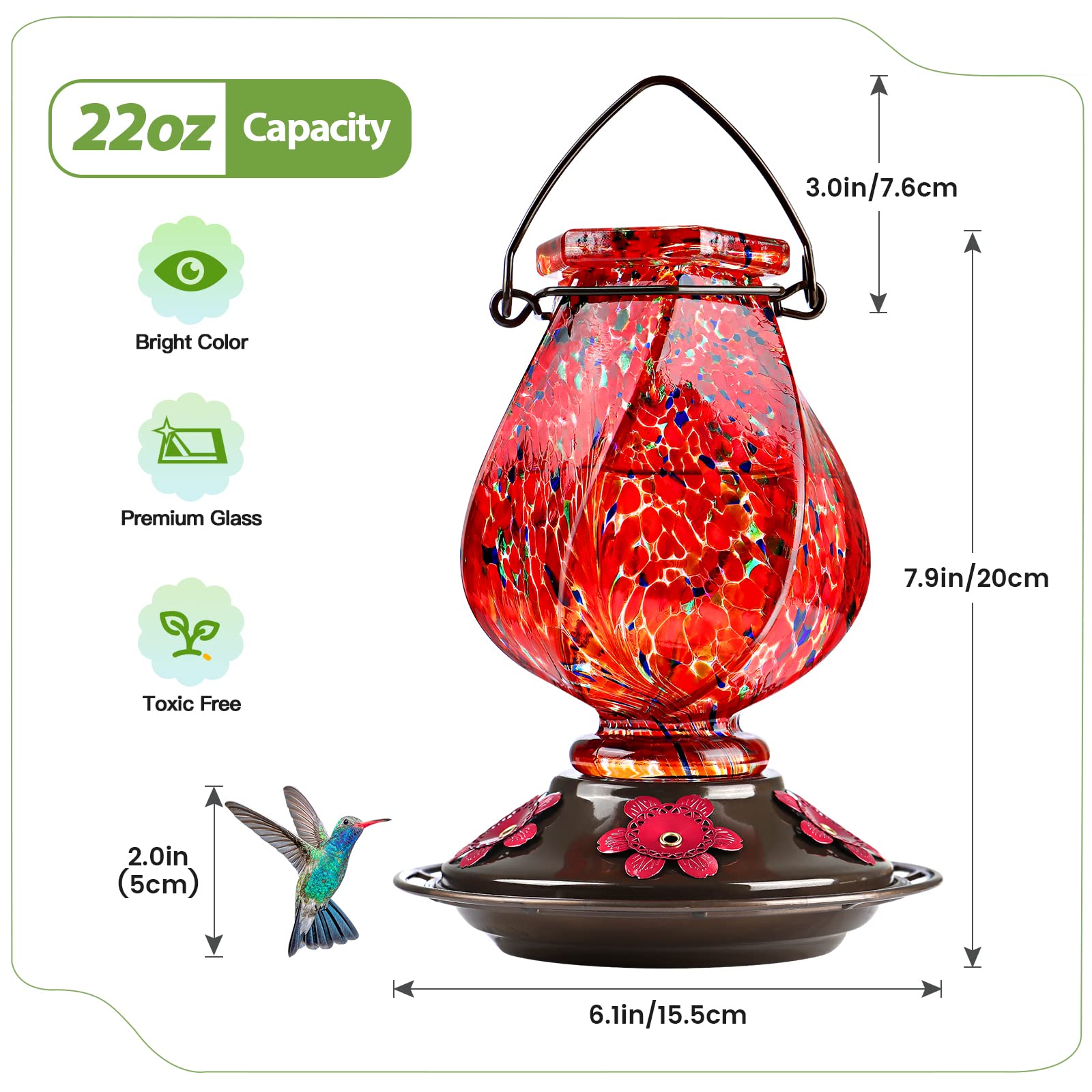 BOLITE feeder hanging in garden attracting hummingbirds naturally
