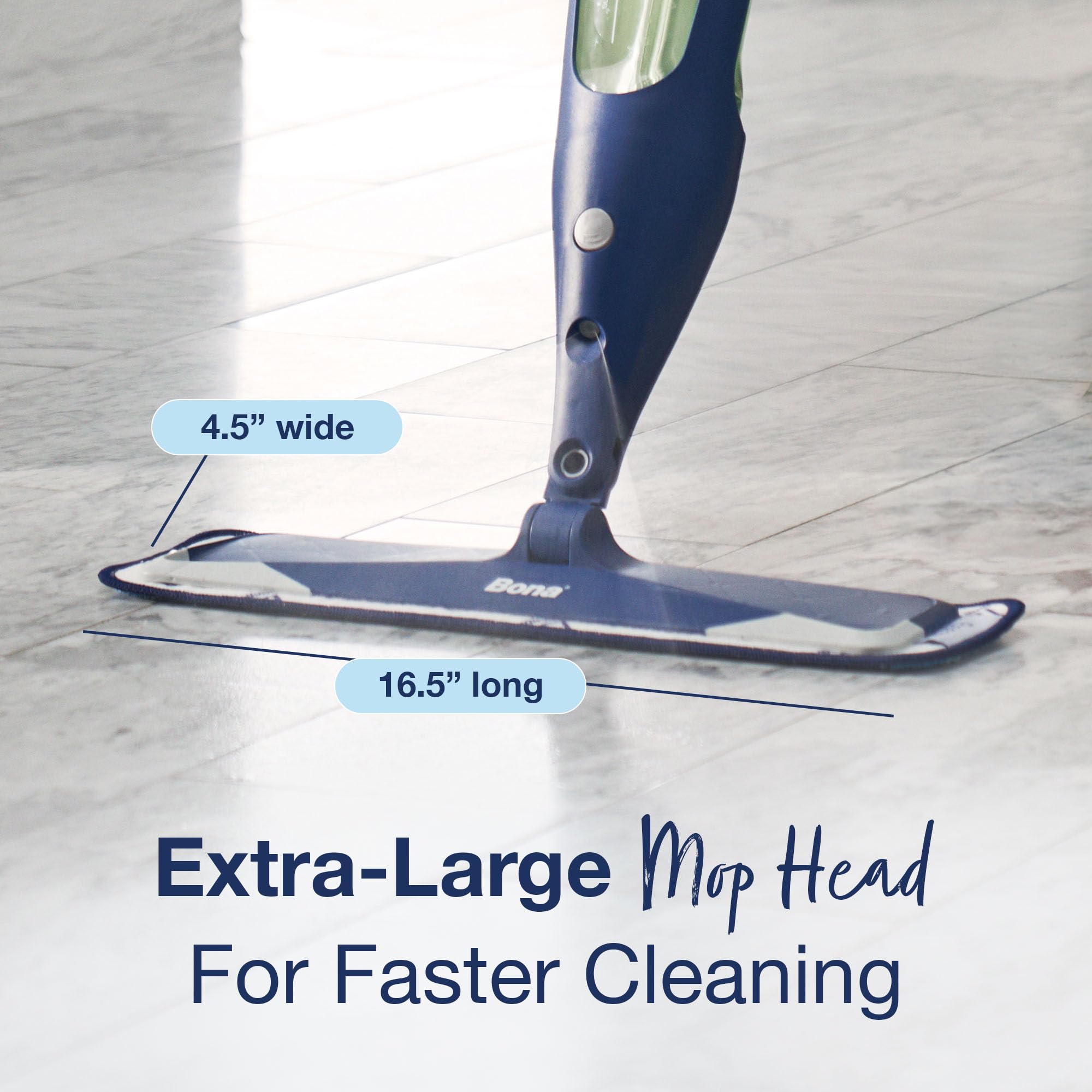 Bona mop head flexible rubberized corners to protect baseboards