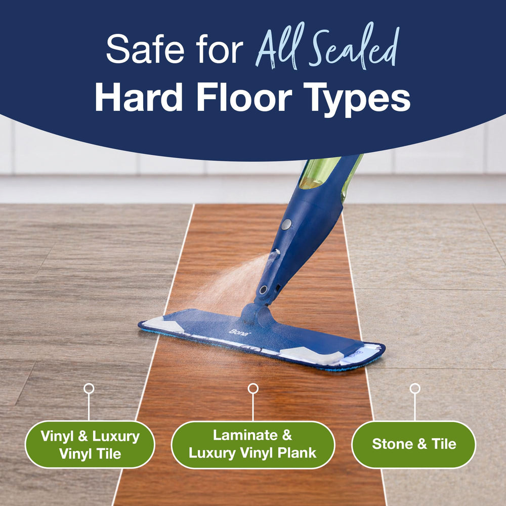 Bona mop swiveling under cabinet showing low-profile reach