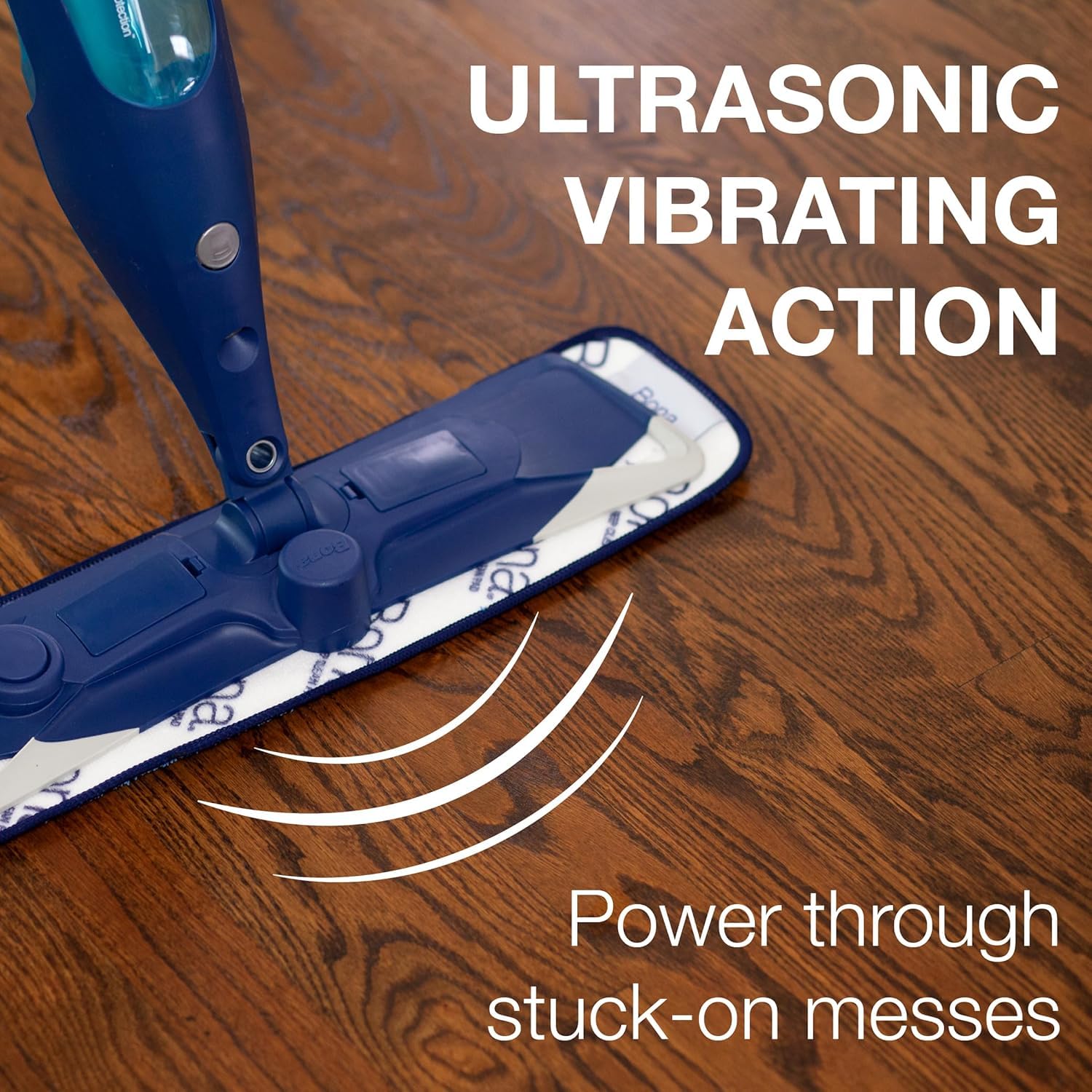 Bona close-up of the PowerPlus vibrating mop head showing cleaning action benefit