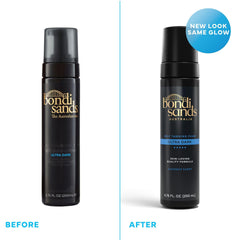 Bondi Sands foam dispensed on application mitt for even coverage