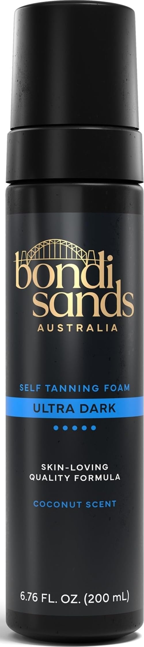 Bondi Sands front packaging showing product and deep tan outcome
