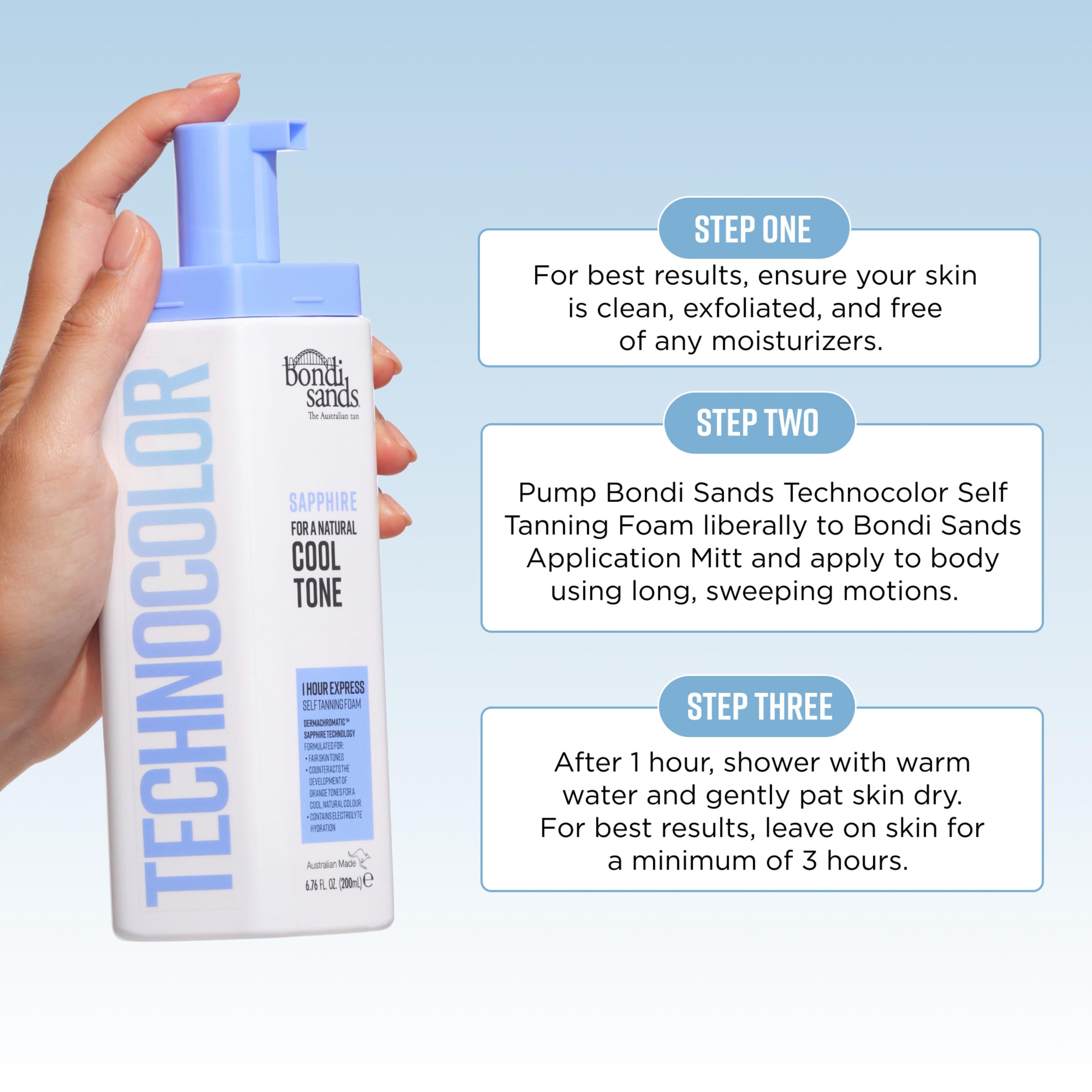 Bondi Sands product label detail highlighting dermatologically mindful ingredients