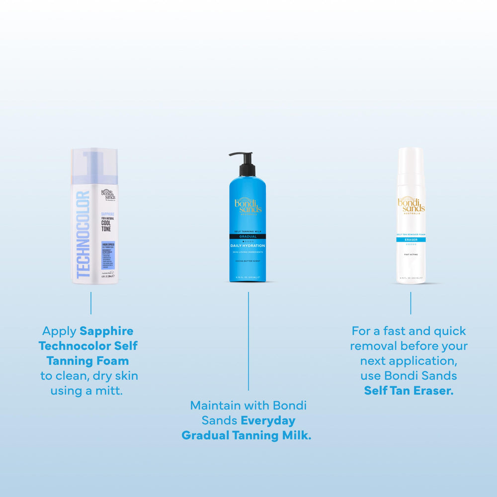 Bondi Sands bottle next to hand showing 6.76 fl oz size clarity