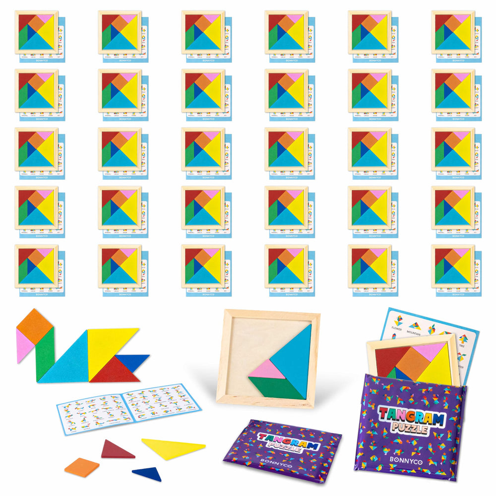 BONNYCO tangram front packaging showing thirty ready-to-give sets and convenience