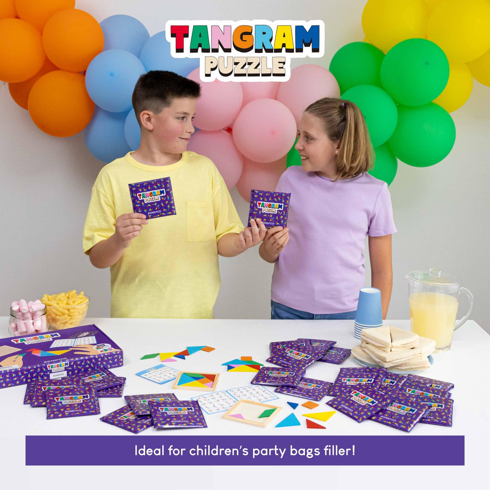 BONNYCO children playing with tangrams sharing creative screen-free entertainment