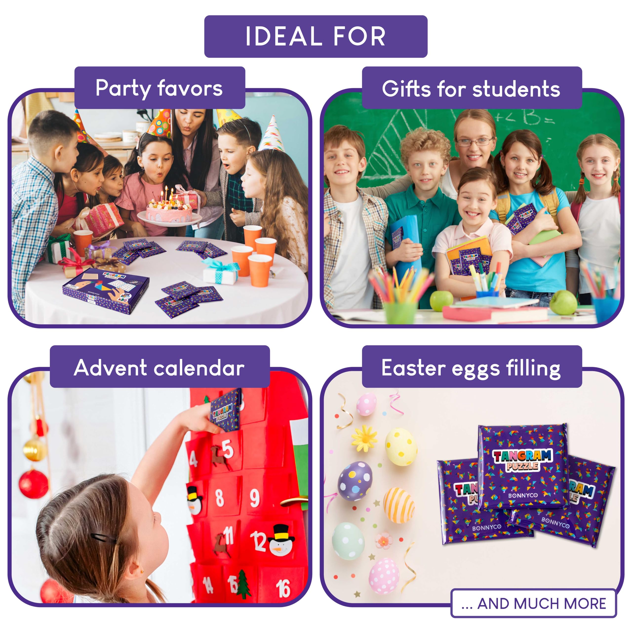 BONNYCO tangram pieces filling party bags as convenient goody bag stuffers