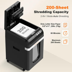 bonsaii auto feed tray loaded with paper for hands-free bulk shredding efficiency