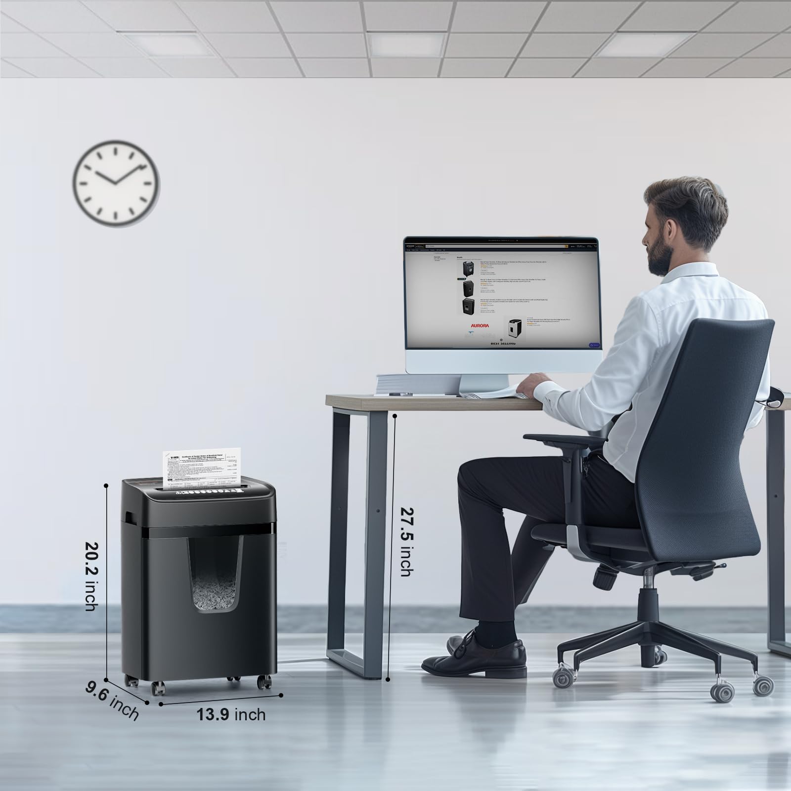 bonsaii lifestyle desk setting showing tidy secure disposal solution